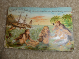 Vintage 1880s VTC Trade Card Ayers Hair Vigor Mermaid in Ocean - £20.94 GBP