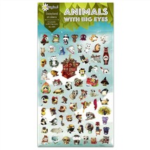 Cute Animals With Big Eyes Stickers Paper Sticker Sheet Kawaii Craft Scrapbook - £3.18 GBP