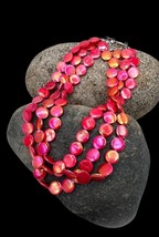 Sterling Silver Pink Chatoyance Mother Of Pearl Multi Strand Beaded Necklace - £51.79 GBP