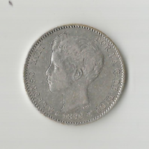Spain  1899  Una Peseta Silver CIR Coin   #11 - $24.74