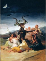 Goya&#39;S Fantasy Landscape Witches Sabbath Unframed Wall Art Print, A Painting. - £32.71 GBP