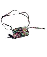 Vera Bradley Crossbody Wallet Purse Petal Paisley Print Black Pink Blue - $474.37 MXN