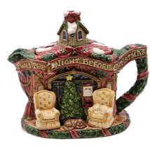 Fitz &amp; Floyd The Night Before Christmas Teapot &amp; Lid 7 1/4 Inch Tall VTG... - $49.99