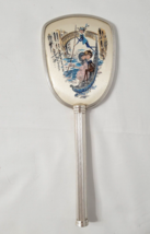 Vtg Silver Tone Whimsical 9.5&quot; Hand Mirror Color Print Venice Gondola Romance - £27.52 GBP