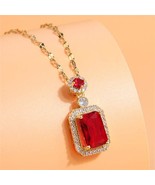 FASHION LUXURIOUS SQUARE CUBIC ZIRCONIA PENDANT DESIGN SHINING COSTUME N... - $16.63 CAD