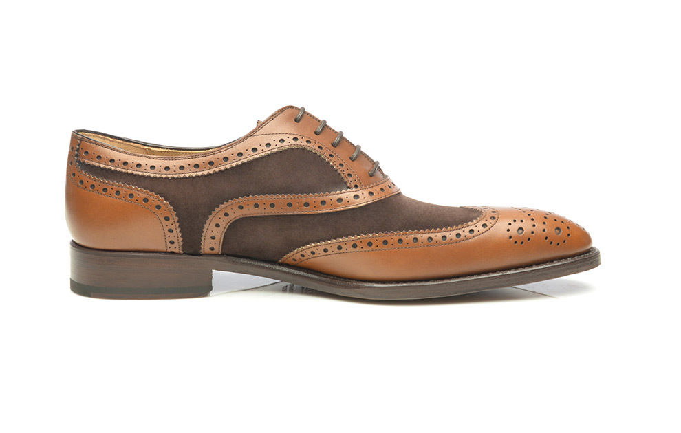 Two Tone Men Brown Oxford Burnished Toe Wing Tip Real Suede Leather Shoe US 7-16
