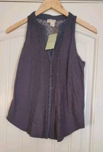 Anthropologie  Sz XSP Meadow Rue Blue Purple Lace Cotton Sleeveless Top Blouse.  - £13.97 GBP