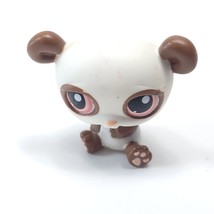 Littlest Pet Shop Authentic brown White Panda Bear Burgundy Pink Eyes - $7.91