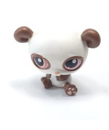 Littlest Pet Shop Authentic brown White Panda Bear Burgundy Pink Eyes - £6.23 GBP