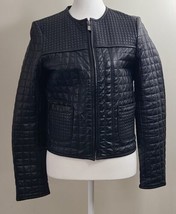 Zara Basic Black Lamb Leather Jacket Women&#39;s Size M **has Small Flaw** - £55.16 GBP