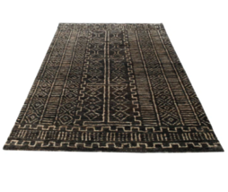NEW Ralph Lauren Kenya Rug Tribal Modern Black, Beige 5 x 8 INDIA Kuba Pattern - £726.71 GBP