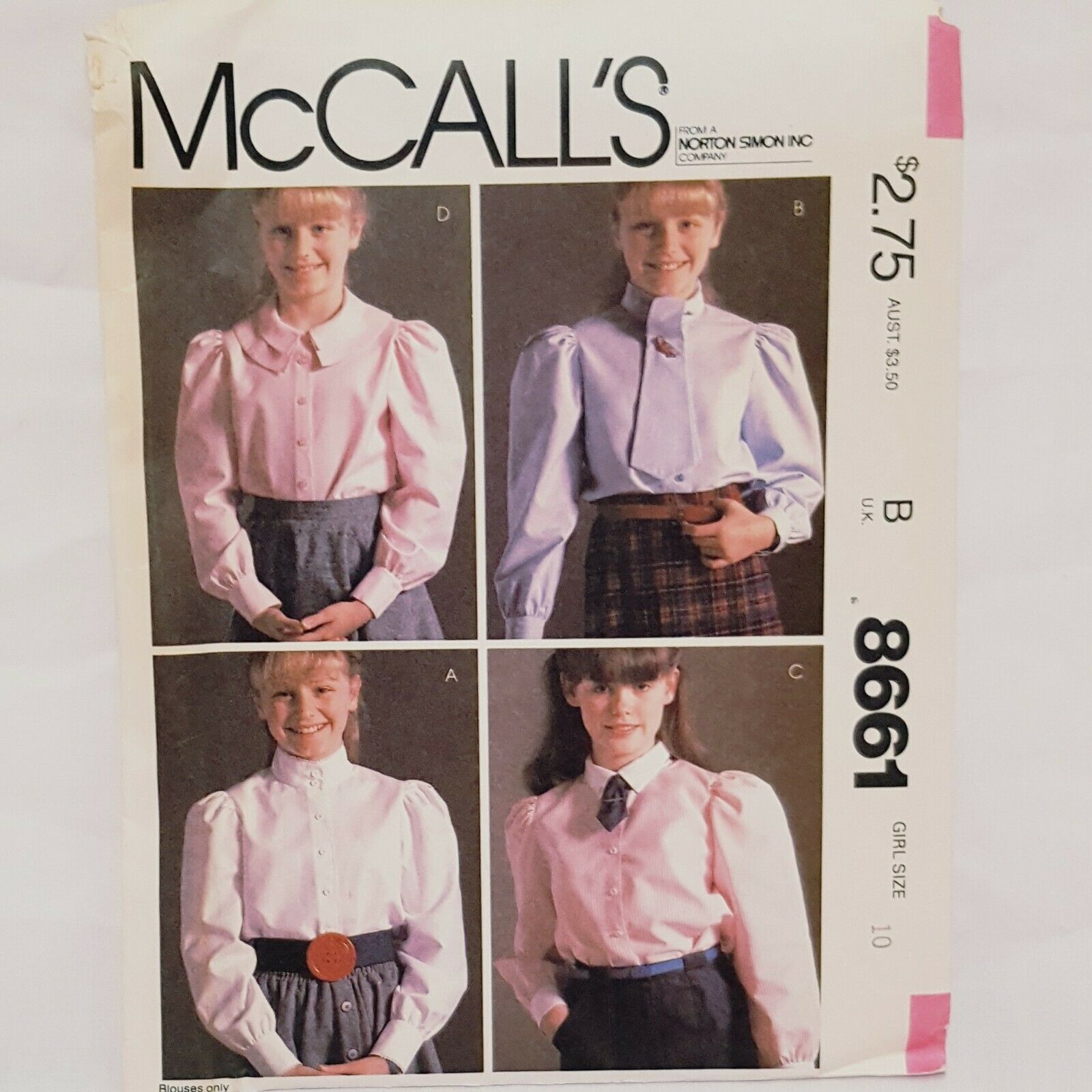 Shirts Long Sleeve Girls Size 10 McCall Sewing Pattern 6881 Uncut 1983 Vintage - £12.59 GBP