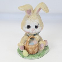 Enesco 1979  4-1/2” Bisque Porcelain Easter Bunny Rabbit Figurine Basket... - $412.69 MXN