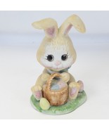Enesco 1979  4-1/2” Bisque Porcelain Easter Bunny Rabbit Figurine Basket... - $414.32 MXN
