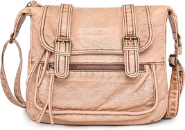 Messenger Bag for Men Women Ultra Soft Washed Leather Crossbody Purses   (Brown) - £26.28 GBP