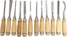 12 Piece Carving Chisel Set with Wood Handles - £25.50 GBP