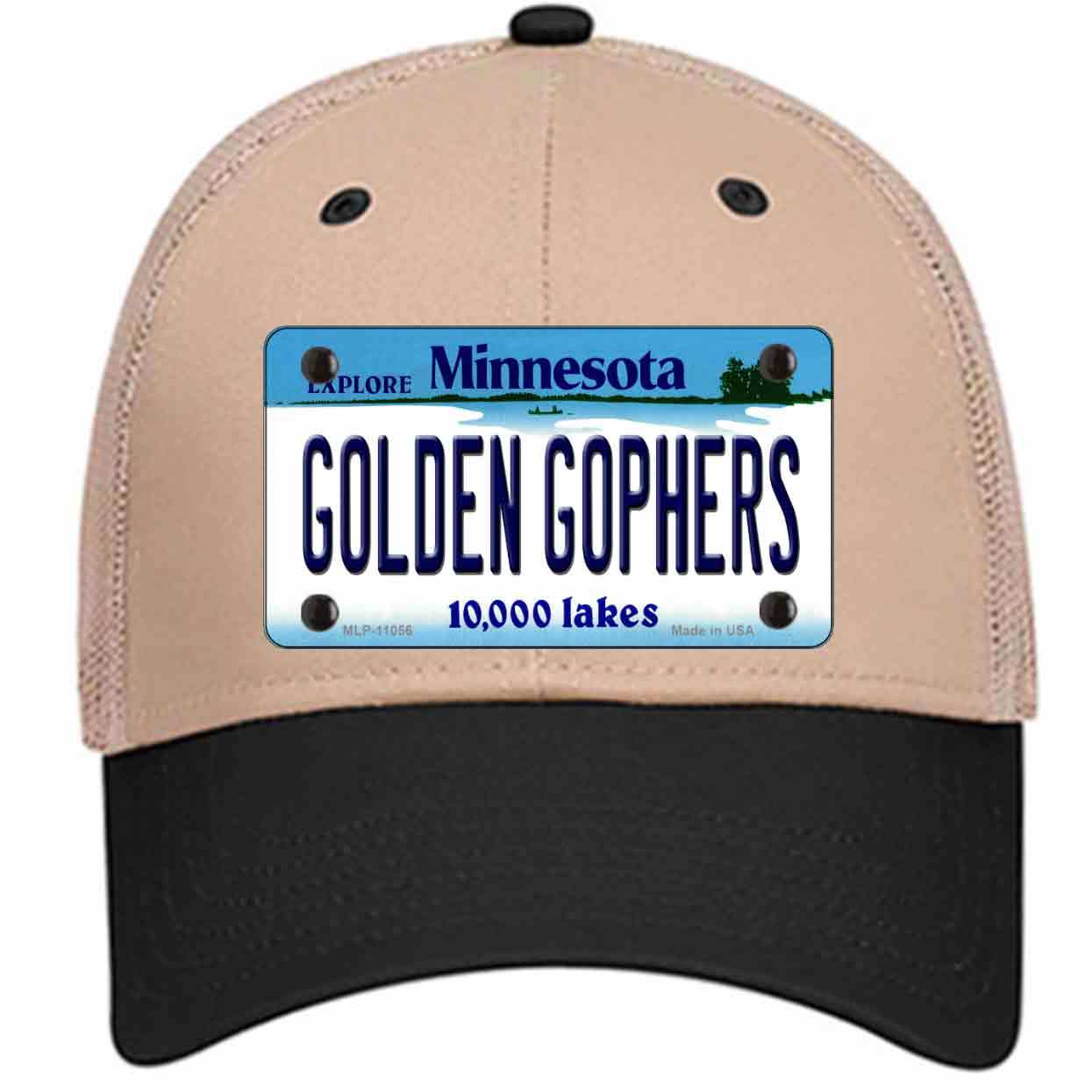 Golden Gophers Minnesota State Novelty Khaki Mesh License Plate Hat