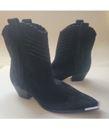 Schutz Alexxa Black Suede Pull-On Western Booties Fringe Women’s Size 7.... - $137.03 CAD
