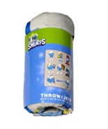 The Smurfs Throw Blanket 46x60in Grey Blue Characters - $25.99
