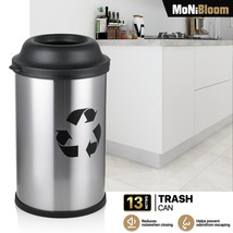 Dome Top Trash Can Outdoor Commercial Recycling Dustbin Sliver Waste Gar... - $116.99