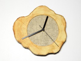 Personalized clock, gift for him, wood art wall clock, rustic natural wo... - £86.04 GBP