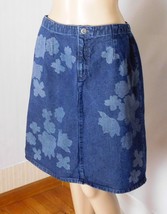 Liz Claiborne Women&#39;s Denim Skirt Size 8 - 100% Cotton Floral Print - Super Cute - £11.95 GBP