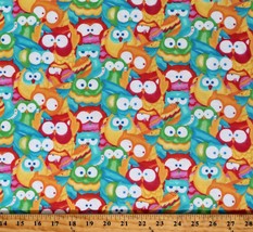 Flannel Owls Colorful Multi-Color Birds Animals Kids Fabric by the Yard D282.27 - £7.20 GBP