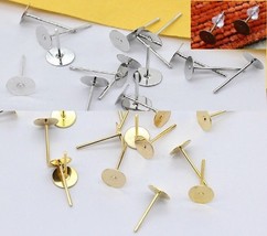 Earring Posts Gold or Silver Plate Bronze Dull Silver 3 - 10MM Glue - $74.41 MXN