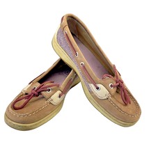 Sperry Shoes Women&#39;s 6.5 Angelfish Top-Siders Herringbone Pattern Tan Leather - £11.55 GBP