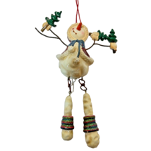 Vintage Ceramic Snowman Dangle Legs Painted Christmas Tree Ornament 6&quot; - $13.25