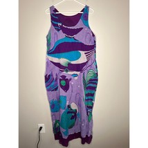 1990s Geofa Abstract Painting Art To Wear Muslin Resort Cotton Fish Maxi... - $28.00