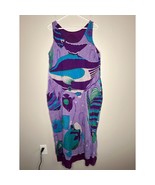 1990s Geofa Abstract Painting Art To Wear Muslin Resort Cotton Fish Maxi... - £22.08 GBP