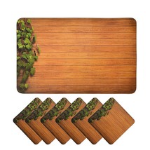 Handmade Wood Design PVC Dining Table Beautiful Placemats With PVC Tea Coasters - £16.98 GBP