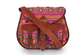 Genuine Multy Color embroidery bag Leather Hand Bag For Womens, Ethnic G... - £77.58 GBP
