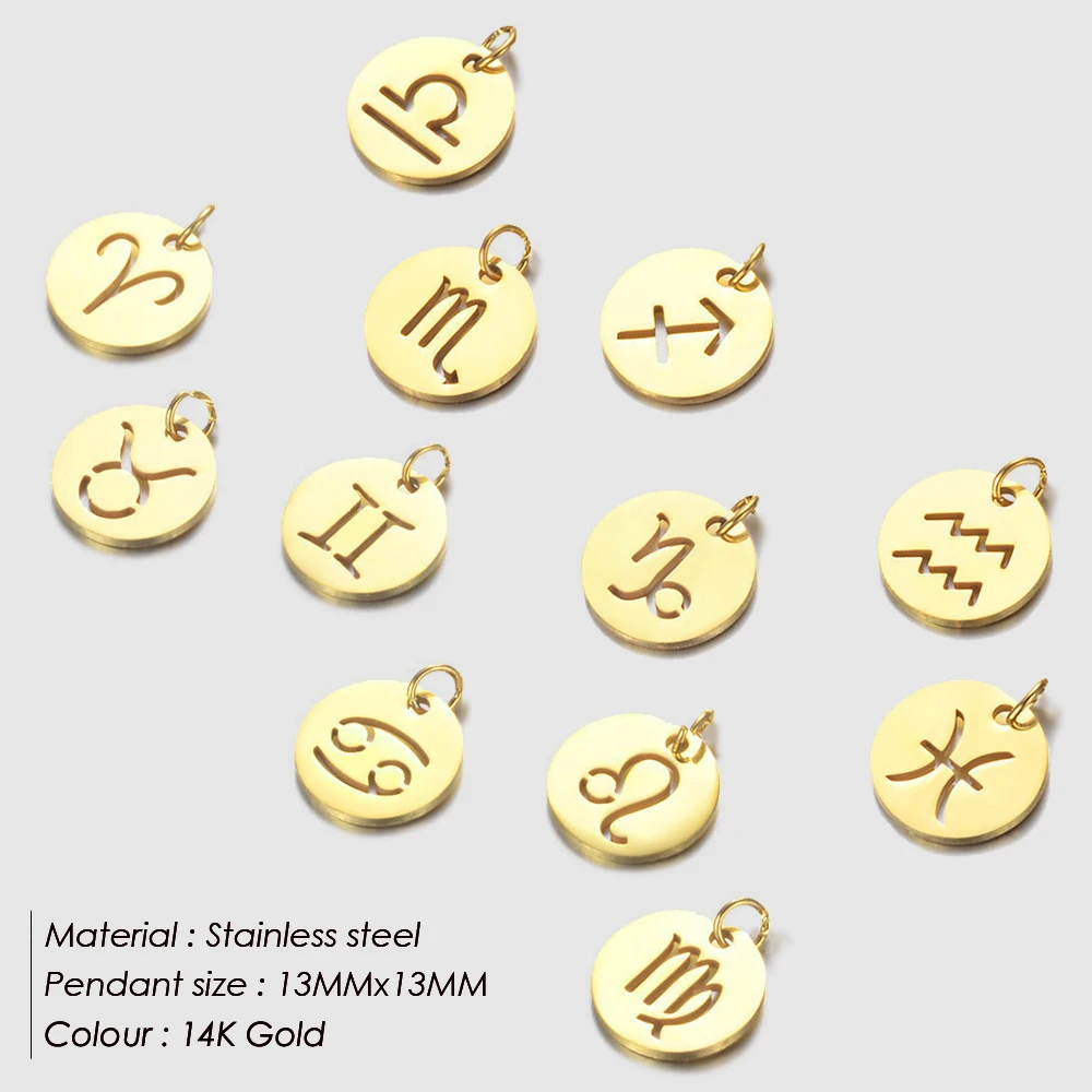 Stainless steel 12 zodiac charms for jewelry making designer charms for bracelet making thumb200