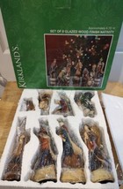 Kirkland&#39;s Nativity Set #089759 - 8 Glazed Wood Finish Nativity (Original Box) - £49.94 GBP