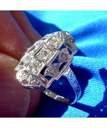 Earth mined Diamond Deco Statement Engagement Ring Vintage Style 14k Whi... - $34,551.50 MXN