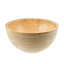 Stripe Textured Mango Tree Wood Natural Light Brown Stain 8 Inches Serving Bowl - £20.04 GBP