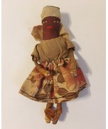 African Collectible Doll Vintage Folk Art Black Fabric Cloth Woman 4.5&quot; ... - £23.59 GBP