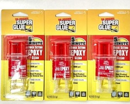 Super Glue 5 Minute Quick Set Epoxy Clear 0.2 oz Tube perfect bonding epoxy 3 pk - £10.90 GBP