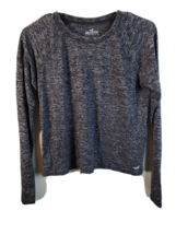 Hollister Tee Shirt Top Womens Small Black Gray Striped Knit Long Sleeve logo - £9.67 GBP