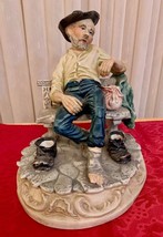 Made in Portugal Statue - Hobo Sitting on Bench - £19.71 GBP
