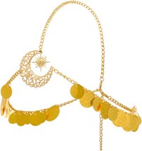 Gold Sequins Head Chains Star Moon Hair Chains Bridal Wedding Headpiece Headband - £23.55 GBP