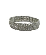 Vintage Silver Tone Faux Crystal Stretch Bracelet Beaded 52644 - £12.76 GBP