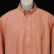 Nautica Mens Oxford Dress Shirt 16.5 - 32/33 Button Front Pastel Orange - £17.07 GBP