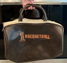 Vintage Leach Racquetball Racquets Leather Carry Gym Bag - $28.06