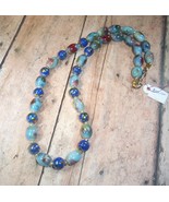 Necklace Bead Glass Blue w/Metal Spacers New Handmade 18&quot;  - $15.00