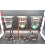 3 Bronze Colored Metal Candleholder or Votive Holder With Glass Insert 11.5 - $722.26 MXN