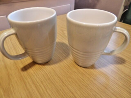 Pfaltzgraff Cappuccino Tan 12 oz Coffee Mugs Set of 2 US Made Ribbed - £8.29 GBP