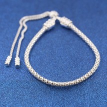 2024 Collection 925 Sterling Silver Moments Studded Chain Slider Bracelet - £23.82 GBP